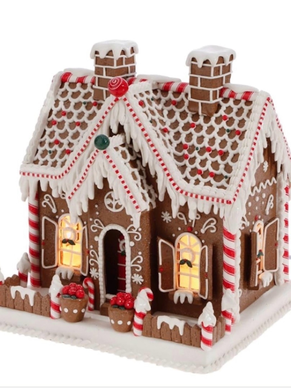 Bombay Gingerbread House Holiday Decor - Brown, White & Red